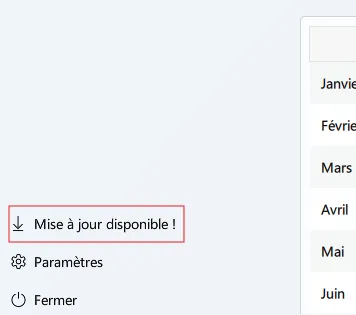 Indication qu&#x27;une mise à jour est disponible dans Ma compta Auto-Entreprise