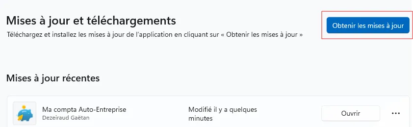 Microsoft Store mises à jour