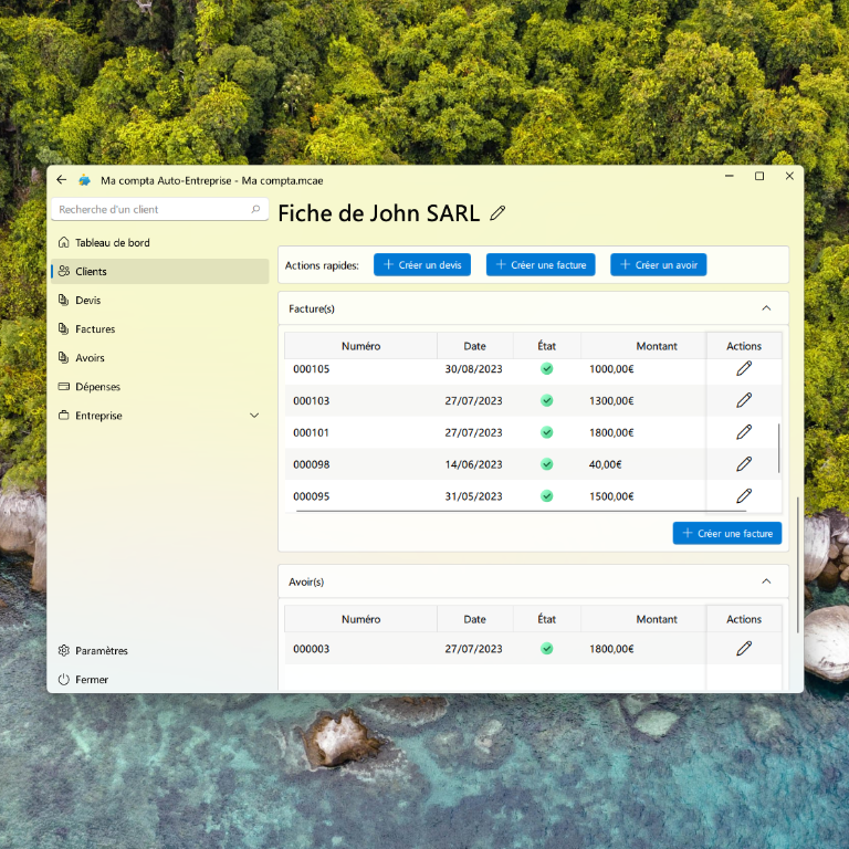 Résumé d'un client
